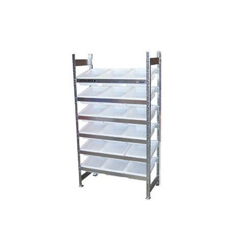 6 Shelves Bin Action Rack With 18 White Plastic Bins (13.5L)