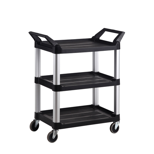 90kg Rated 3 Tier Service Utility Cart - Black 854 X 473 X 960mm