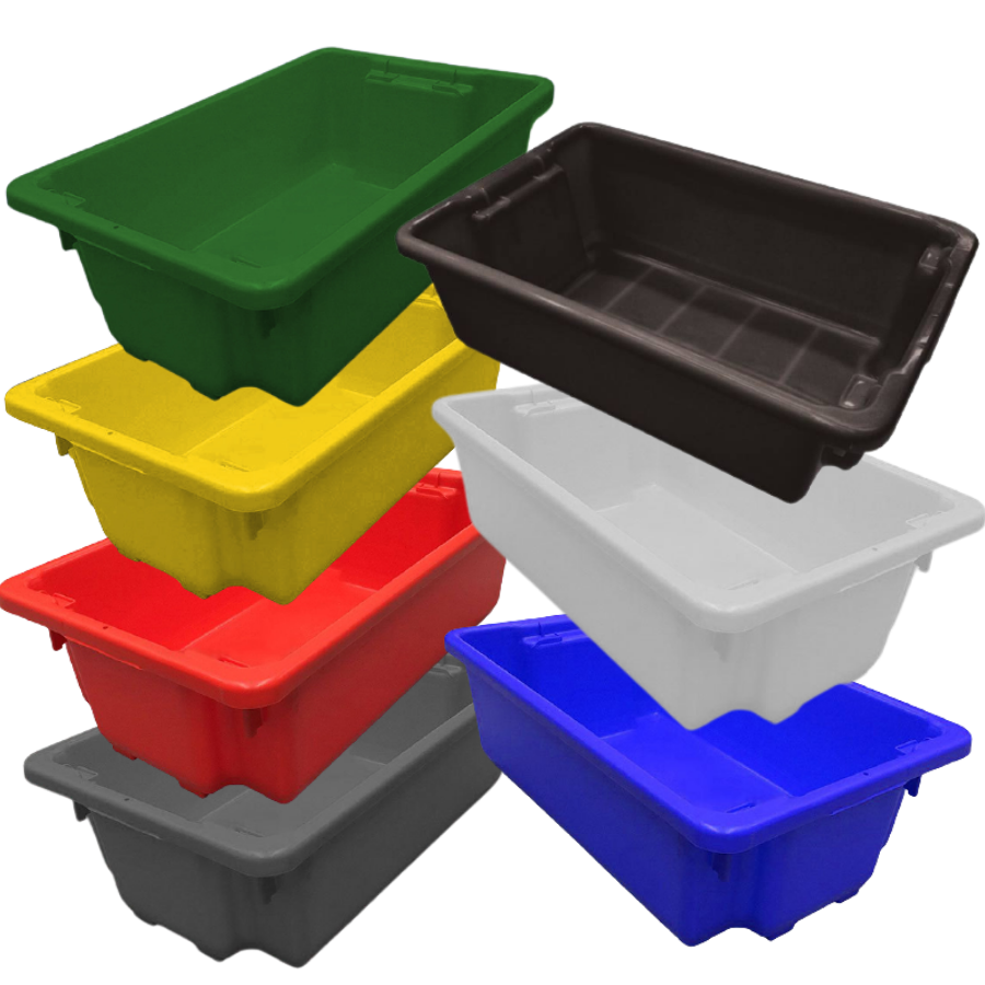 32L Food Grade Plastic Industrial Stack & Nest Container - 645 x 413 x 210mm