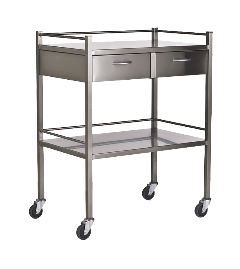 Stainless Steel Dressing Clinicart Trolley Instrument - 2 Drawer - 900 x 490mm