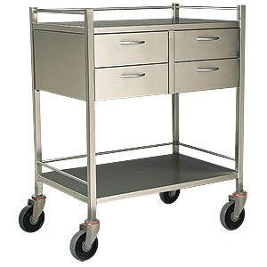 Stainless Steel Dressing Clinicart Trolley Instrument - 4 Drawer - 900 x 490mm
