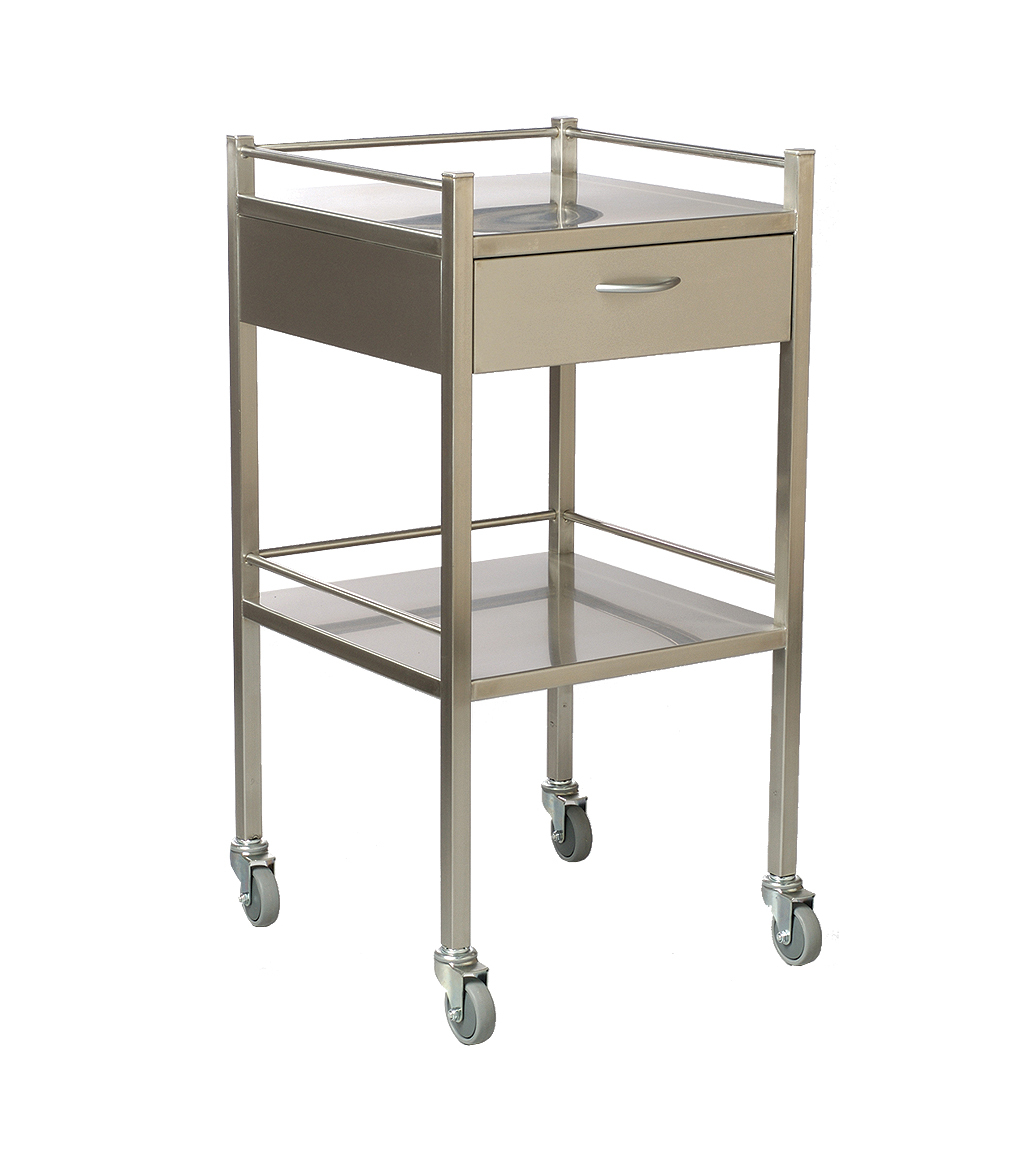 Stainless Steel Dressing Clinicart Trolley Instrument - 1 Drawer - 490 x 490mm