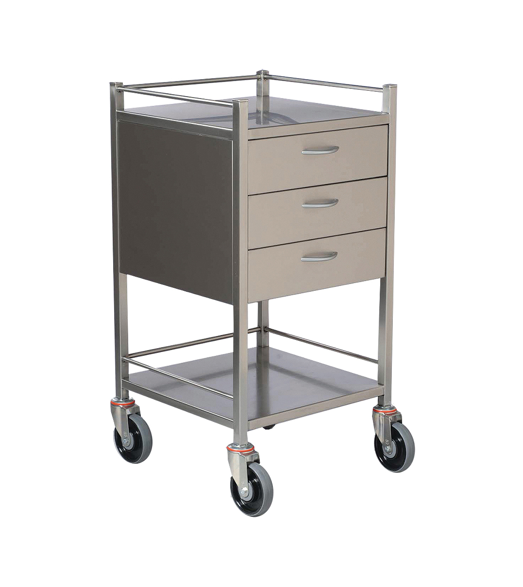 Stainless Steel Dressing Clinicart Trolley Instrument - 3 Drawer - 490 x 490mm