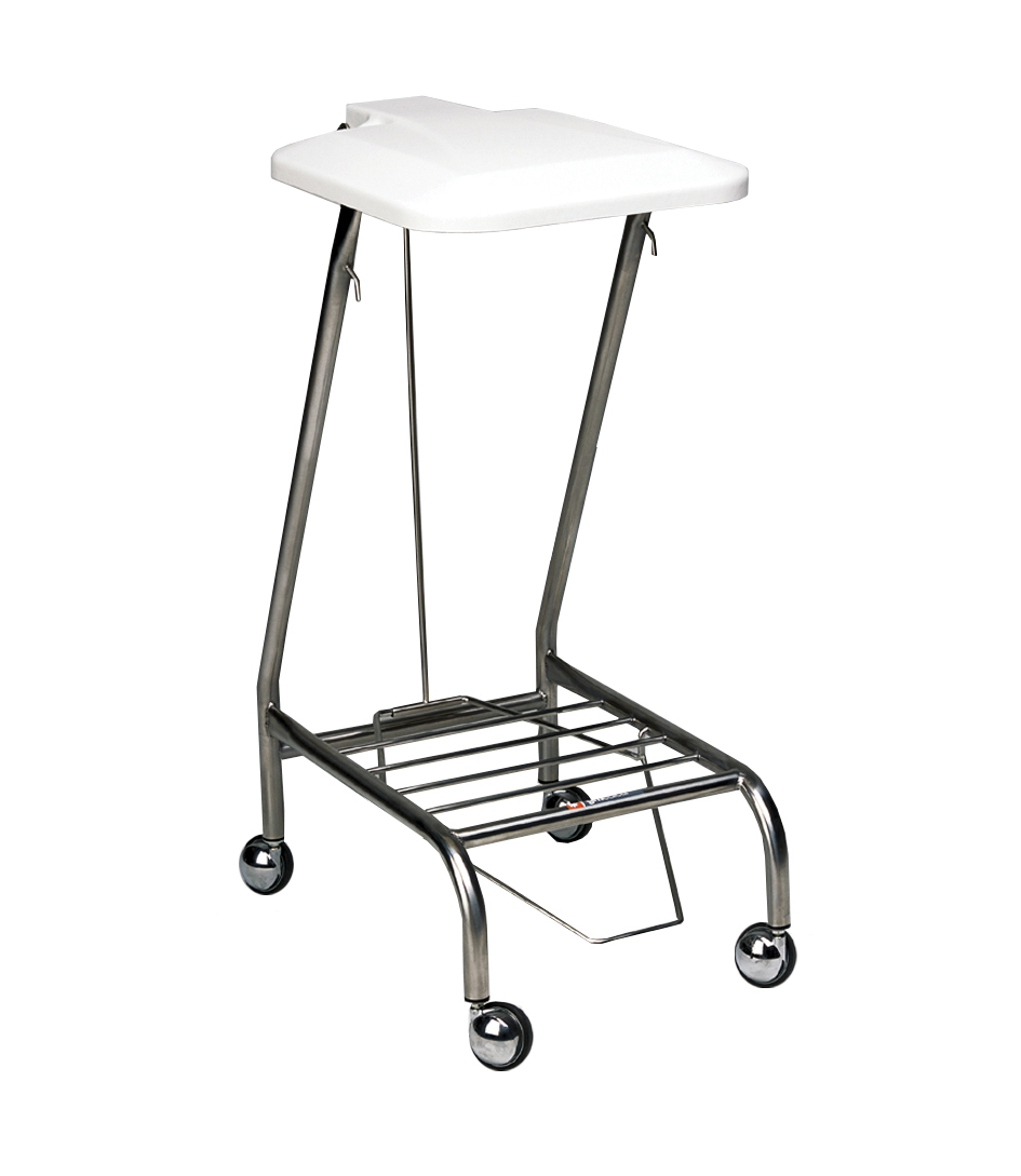 Stainless Steel Trolley Linen Skip Healthcare- Single with Lid - 540 x 380mm