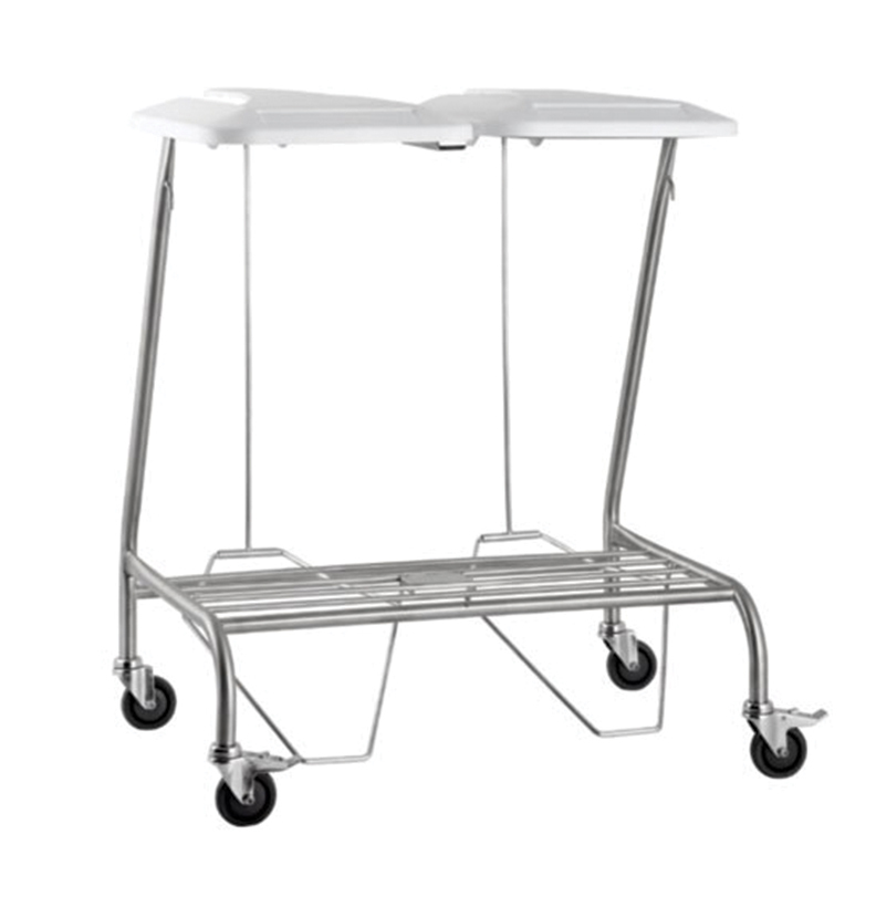 Stainless Steel Trolley Linen Skip Healthcare- Double with Lid - 540 x 780mm