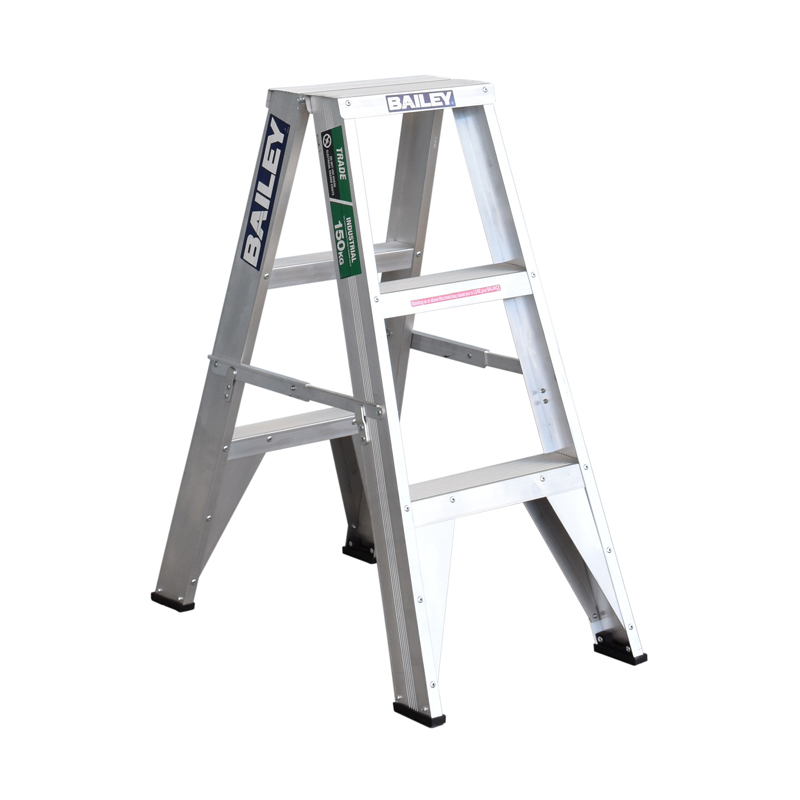 Bailey 3 Steps 150kg Rated Double Sided Aluminium Step Ladder - 0.9m