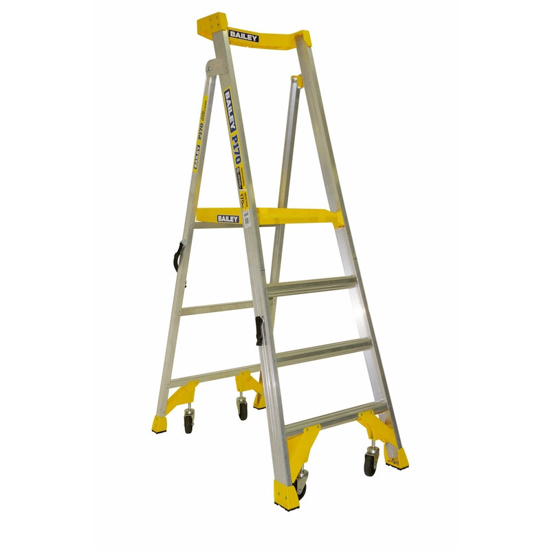 Bailey 4 Step P170 Aluminium Platform Step Ladder Job Station - 170kg Rated - 1.2m