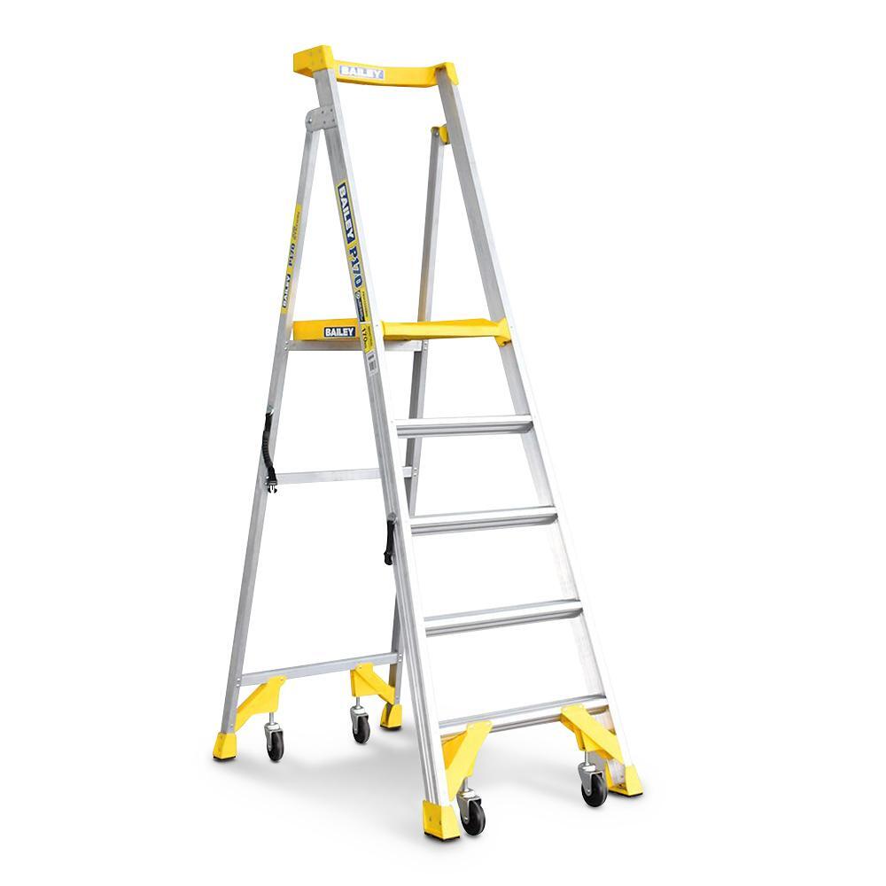 Bailey 5 Steps P170 Aluminium Platform Step Ladder Job Station - 170kg Rated - 1.5m