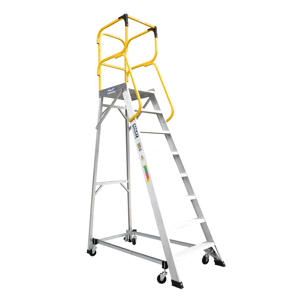 Bailey 8 Steps 150kg Rated Ladder Order Picking Platform Aluminium Industrial - 2.2m