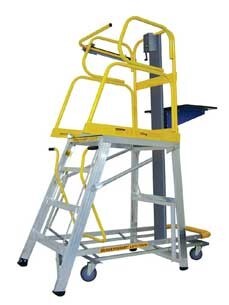 Stockmaster 60kg Rated Mobile Order Picker Ladder Lift Truk - Manual - 1.4m