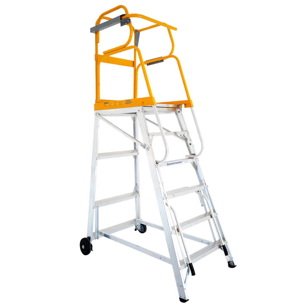 Stockmaster 150kg Rated Mobile Work Platform Ladder Tracker PRO - 0.8m