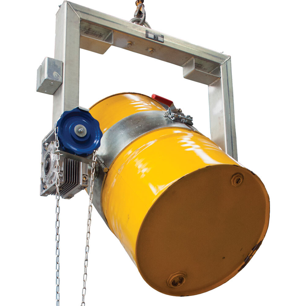 400kg Rated Industrial Drum Rotator - Forklift Attachment - Chain Operated