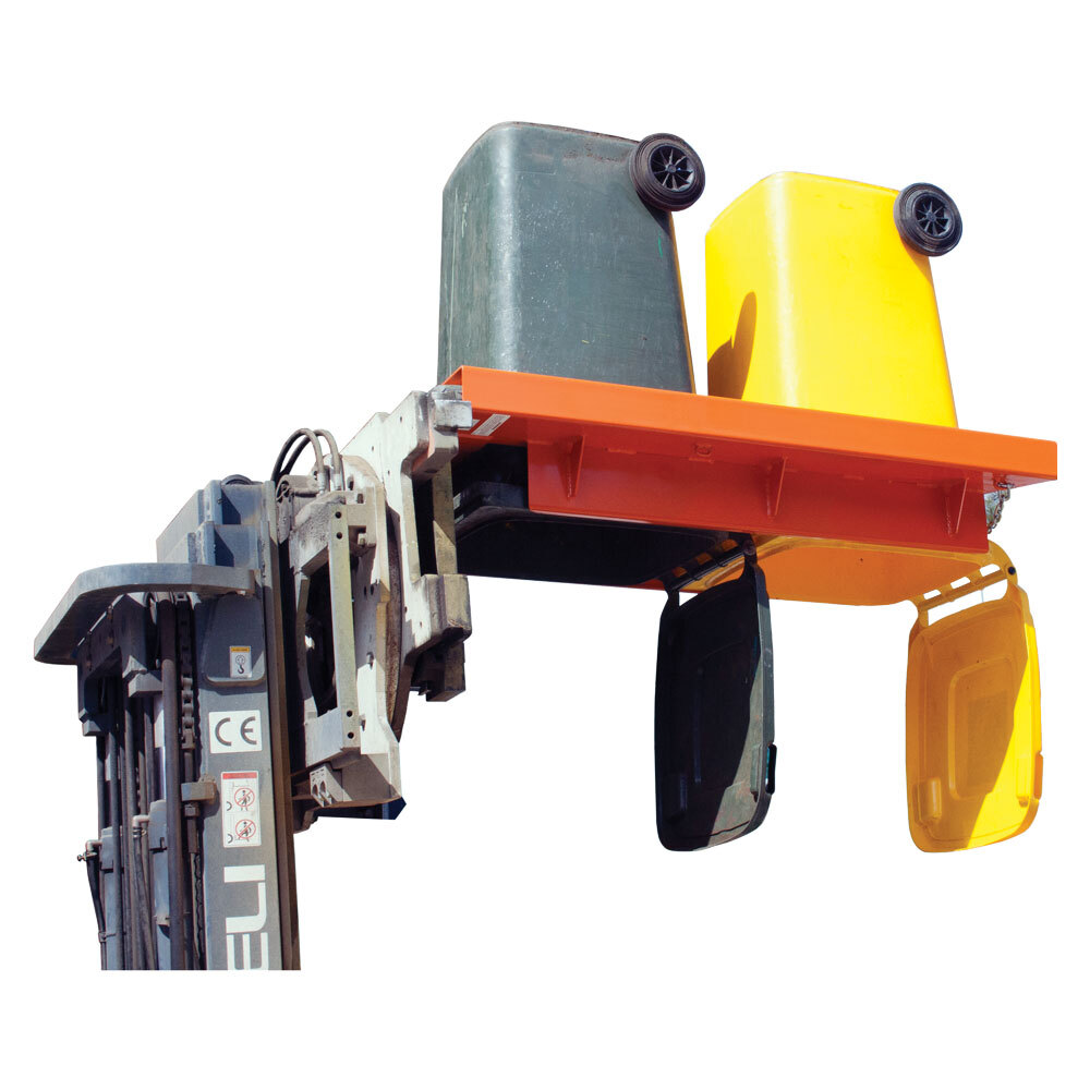 500kg Rated Forklift Wheelie Bin Lifter / Tipper - Forklift Attachment - 1 or 2 Bin