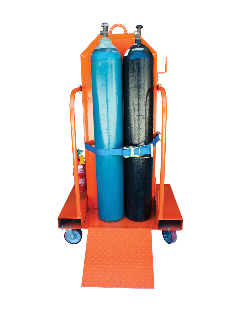 500kg Rated Handtruck Hand Trolley Oxygen Gas Acetylene Trolley - 4 x Cylinder