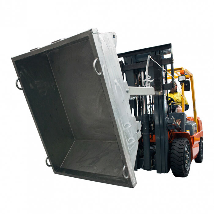 Tipping Bin - Forklift Attachment - Lever Release - 1.10 Cubic Metres