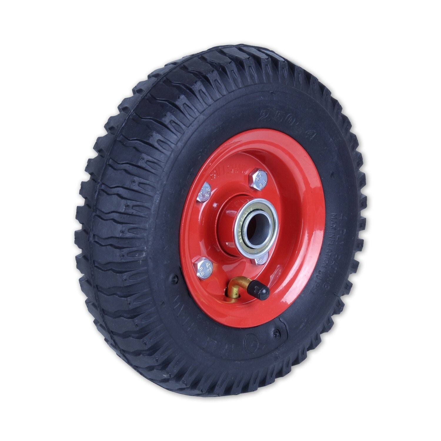 120kg Rated Pneumatic Wheel Tyre - Steel Centre - 220mm x 54mm - Deep Groove Bearing