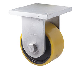 3000kg Rated Heavy duty Castor Cast Iron Wheel - Polyurethane Tyre - 200mm - Plate Fixed - Ball Bearing