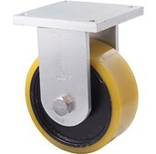 3500kg Rated Heavy Duty Castor Cast Iron Wheel - Polyurethane Tyre - 250mm - Plate Fixed - Ball Bearing