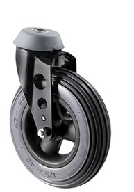 45kg Rated Wheelchair Castor Foamed Urethane Tyre- 175mm - Bolt Hole Swivel - Ball Bearing