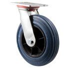 250kg Rated Industrial Hi Resilience Castor- Rubber Tyre - 200mm - Plate Swivel - Plain Bearing - ISO