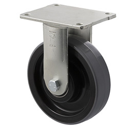 450kg Rated Industrial Polyurethane Castor - Nylon Tyre - 150mm - Plate Fixed - Roller Bearing - NA