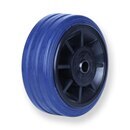 150kg Rated Blue Rubber Flat Wheel - 100 x 32mm - Plain Bearing
