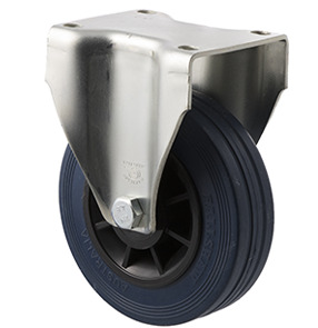 180kg Rated Industrial High Resilience Castor - Rubber Tyre - 125mm - Plate Fixed - Roller Bearing