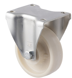 100kg Rated High Low Temp Castor - Nylon Wheel - 100mm - Plate Fixed - 150°C to 230°C