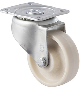 100kg Rated High Low Temp Castor - Nylon Wheel - 100mm - Plate Swivel - 150°C to 230°C