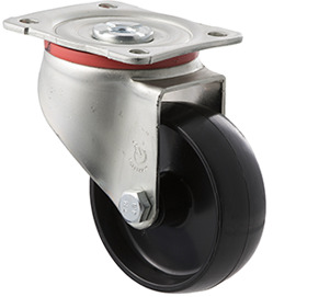 300kg Rated Industrial Castors - Nylon Wheel - 100mm - Plate Swivel - Plain Bearing