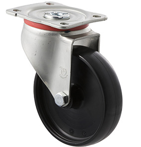 300kg Rated Industrial Castors - Nylon Wheel - 125mm - Plate Swivel - Plain Bearing