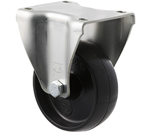 300kg Rated Industrial Castors - Nylon Wheel - 100mm - Plate Fixed - Roller Bearing