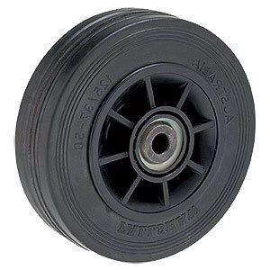 100kg Rated Black Rubber Wheel - 125 x 35mm - Roller Bearing