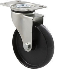 70kg Rated Light Duty Castor - Nylon Wheel - 100mm - Plate Swivel - Plain Bearing