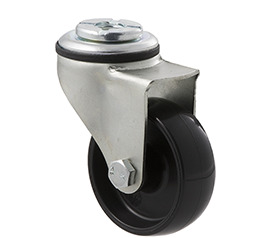 50kg Rated Light Duty Castor - Nylon Wheel - 65mm - Bolt Hole Swivel - Plain Bearing