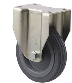 50kg Rated Light Duty Castor - Rubber Wheel - 100mm - Plate Fixed - Plain Bearing