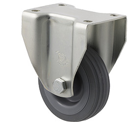 50kg Rated Light Duty Castor - Rubber Wheel - 75mm - Plate Fixed - Plain Bearing