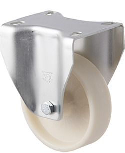 80kg Rated High Low Temp Castor - Nylon Wheel - 100mm - Plate Fixed - 150°C to 230°C - ISO