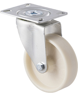 80kg Rated High Low Temp Castor - Nylon Wheel - 100mm - Plate Swivel - 150°C to 230°C - ISO