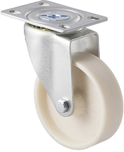 70kg Rated Low Temp Castor - Nylon Wheel - 75mm - Plate Swivel - NA