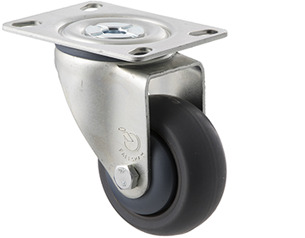 85kg Rated Industrial Castor - TPE Wheel - 75mm - Plate Swivel - Ball Bearing - ISO