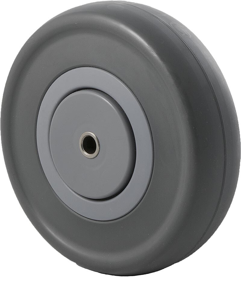 150kg Rated Grey Rubber Wheel - 125 x 34mm - Ball Bearing