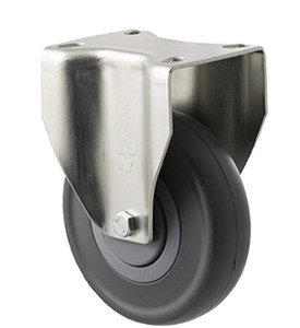 150kg Rated Industrial Castor - Grey Rubber Wheel - 125mm - Plate Fixed - Ball Bearing -ISO