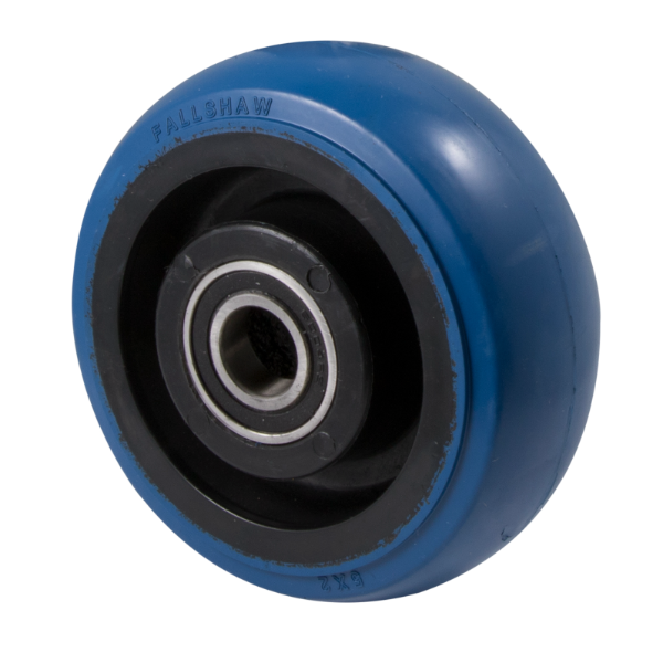 350kg Rated Blue Rubber Industrial Wheel - 125 x 50mm - Ball Bearing