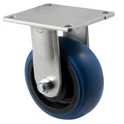 350kg Rated Industrial Hi Resilience Castor - Rubber Wheel- 125mm - Plate Fixed - Ball Bearing - ISO