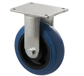 400kg Rated Industrial Hi Resilience Castor - Rubber Wheel - 150mm - Plate Fixed - Ball Bearing - ISO