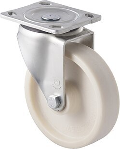 200kg Rated Low Temp Castor - Nylon Wheel - 150mm - Plate Swivel - NA