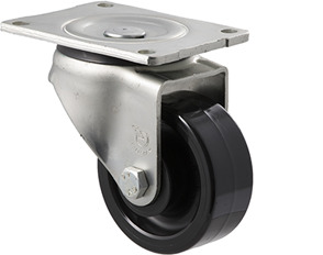 350kg Rated Industrial Castor - Nylon Wheel - 100mm - Plate Swivel - Plain Bearing - ISO