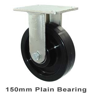 450kg Rated Industrial Castor - Nylon Wheel - 150mm - Plate Fixed - Plain Bearing - ISO