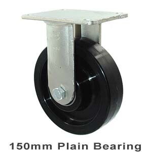 450kg Rated Industrial Castor - Nylon Wheel - 150mm - Plate Fixed - Plain Bearing - NA
